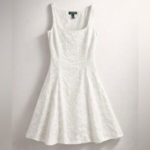 Lauren Ralph Lauren White 100% Cotton Midi Eyelet Dress - Size 4